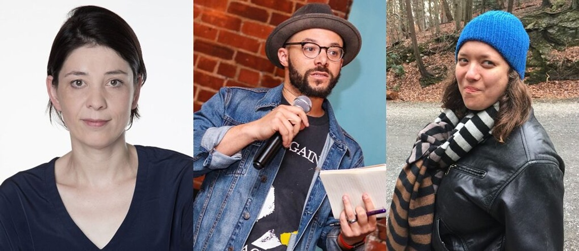 Three portraits of Kathrin Jentiens, Devin Morris, and Abigail Satinsky
