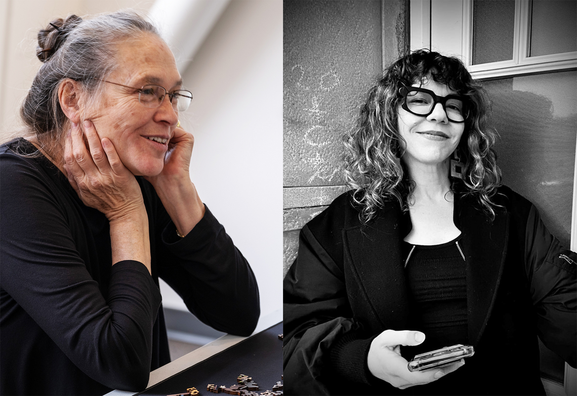 Split image of Marilyn Arsem and Natalie Loveless