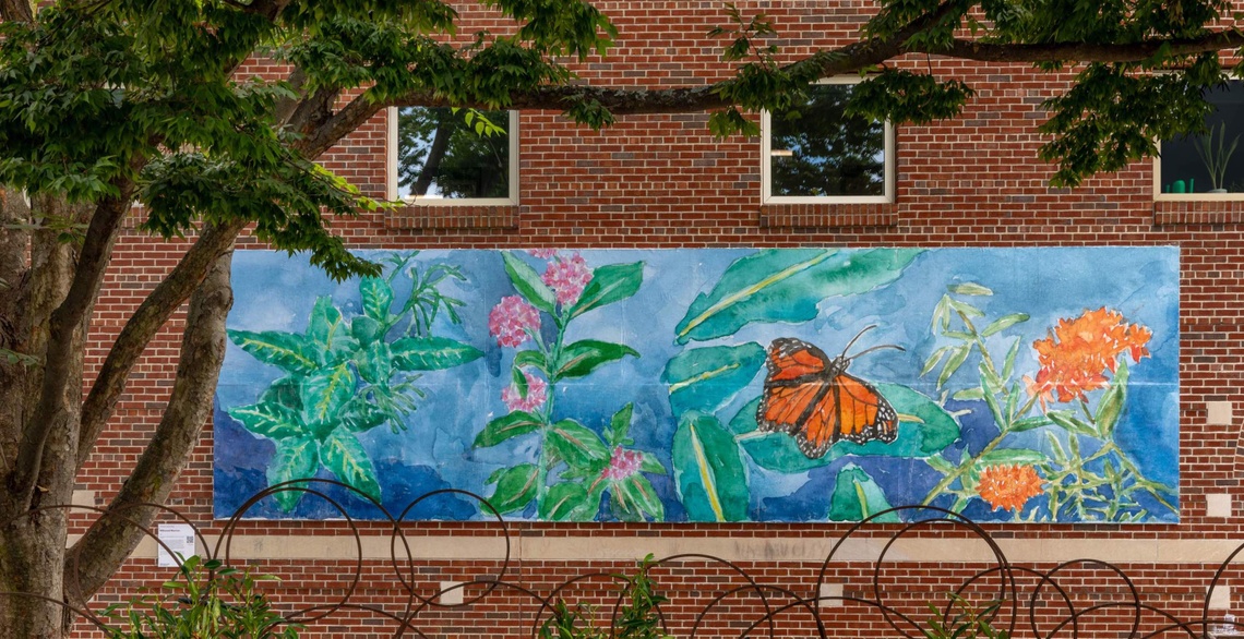 Elizabeth James-Perry, "Milkweed warriors," 2023. Wheatpaste on plywood.